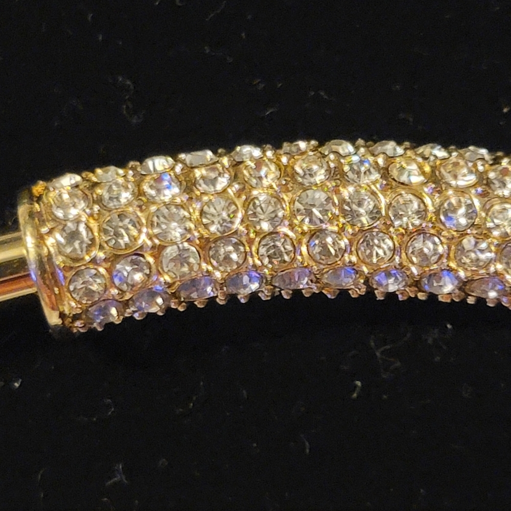 Vintage Designer SignedJ.J. Johanette Gold ToneCubic Zirconia ChokerNecklace - Picture 10 of 11